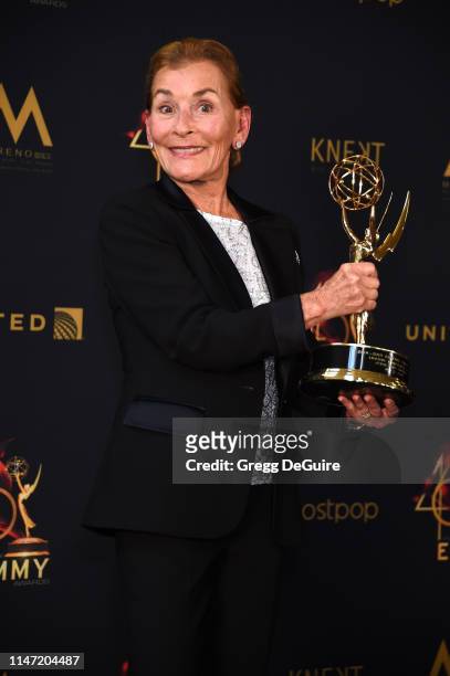 Judge Judy poses with the Lifetime Achievement Award during the 46th annual Daytime Emmy Awards at Pasadena Civic Center on May 05, 2019 in Pasadena,...