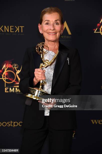 Judge Judy poses with the Lifetime Achievement Award during the 46th annual Daytime Emmy Awards at Pasadena Civic Center on May 05, 2019 in Pasadena,...