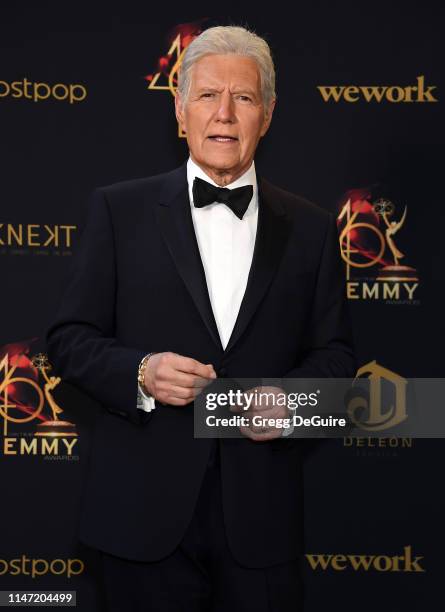 Alex Trebek poses in the press room during the 46th annual Daytime Emmy Awards at Pasadena Civic Center on May 05, 2019 in Pasadena, California.