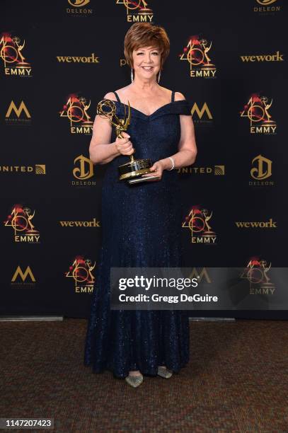 Patricia Bethune poses with the Daytime Emmy Award for Outstanding Guest Performer in a Drama Series in the press room during the 46th annual Daytime...