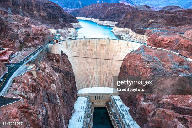 hoover dam high angle view - nevada road stock pictures, royalty-free photos & images