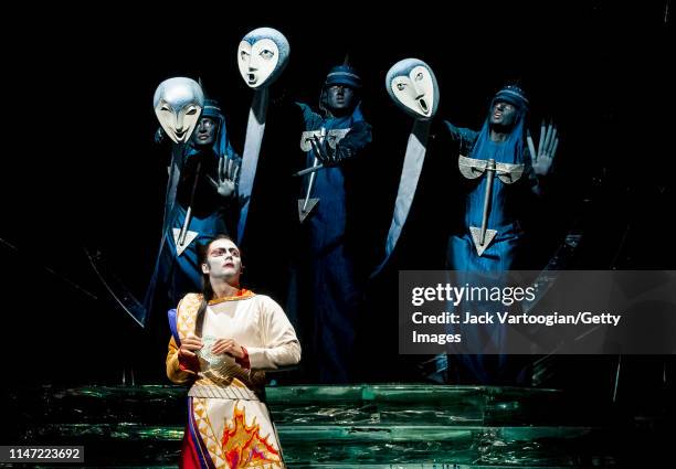 Along with unidentified cast members , German tenor Jonas Kaufmann performs during the final dress rehearsal prior to the Metropolitan Opera/Julie...
