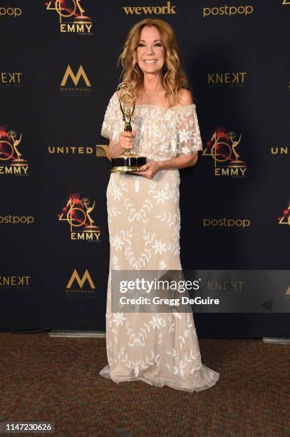 Kathie Lee Gifford poses with the Daytime Emmy Award for Outstanding Informative Talk Show Host in the press room during the 46th annual Daytime Emmy...