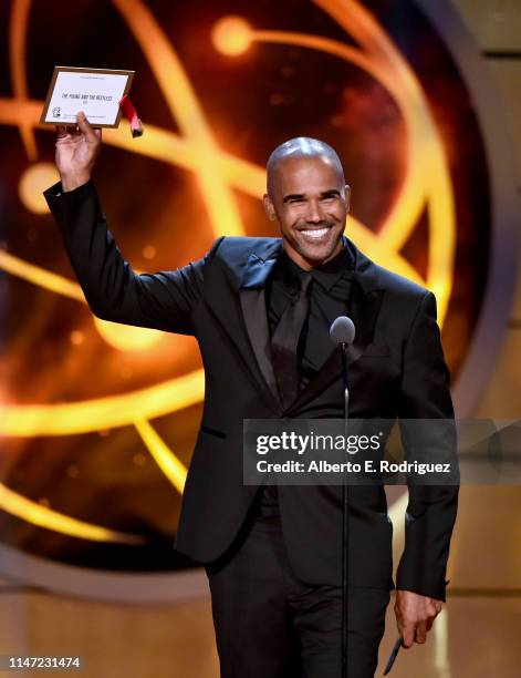 Shemar Moore speaks onstage at the 46th annual Daytime Emmy Awards at Pasadena Civic Center on May 05, 2019 in Pasadena, California.