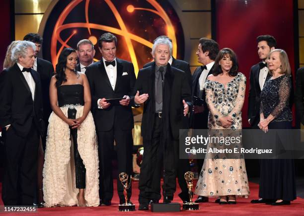 Mal Young accepts the Outstanding Drama Series award for 'The Young and the Restless' with cast and crew onstage at the 46th annual Daytime Emmy...
