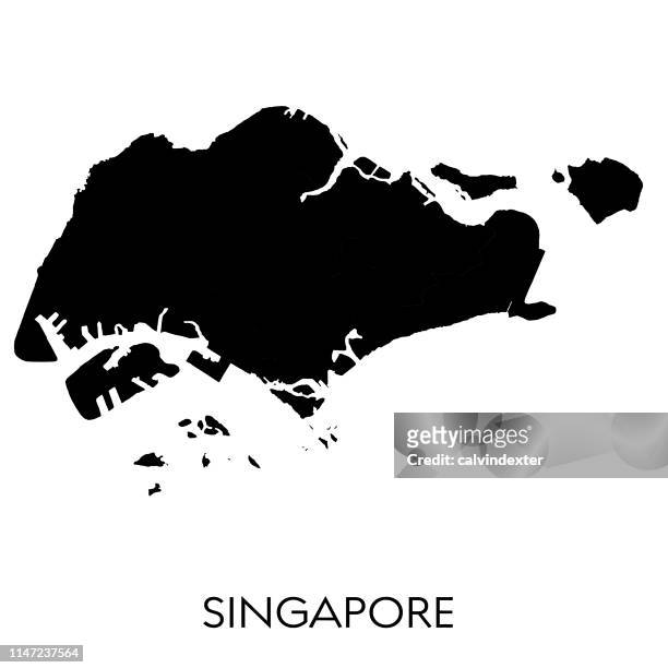 karte von singapur - singapore map stock-grafiken, -clipart, -cartoons und -symbole