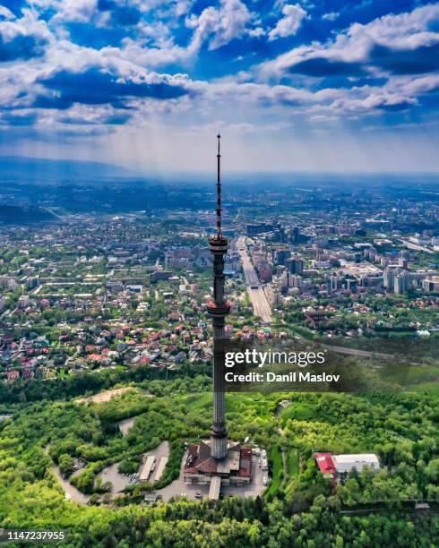 kazakhstan almaty sunny view on downtown - city life in almaty stockfoto's en -beelden