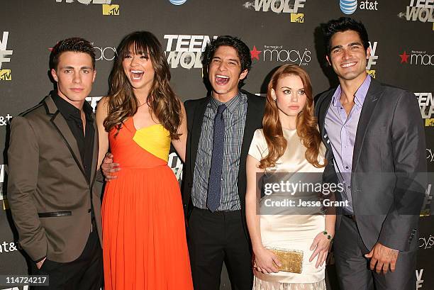 Actors Colton Haynes, Crystal Reed, Tyler Posey, Holland Roden and Tyler Hoechlin arrive at the series premiere of MTV's 'Teen Wolf' at The Roosevelt...