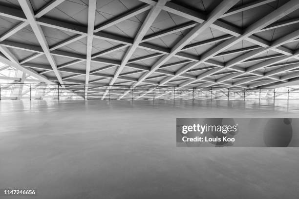 futuristic empty room, 3d rendering - polished concrete floor stock pictures, royalty-free photos & images