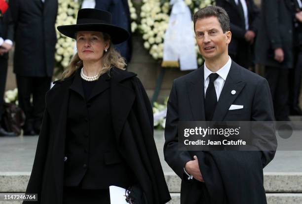 Hereditary Prince Alois of Liechtenstein and his wife Hereditary Princess Sophie of Liechtenstein leave the funerals of Grand Duke Jean of Luxembourg...