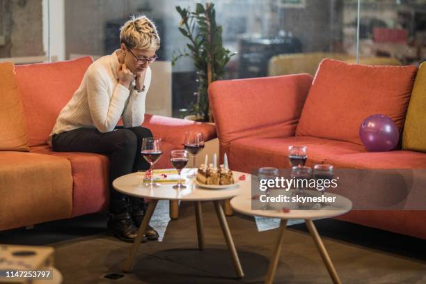 nobody came to my birthday party! - sad person at party stock pictures, royalty-free photos & images