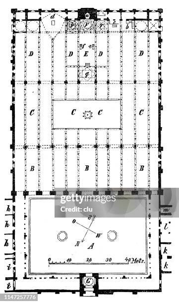 grundriss der moschee in córdoba - cordoba mosque stock-grafiken, -clipart, -cartoons und -symbole