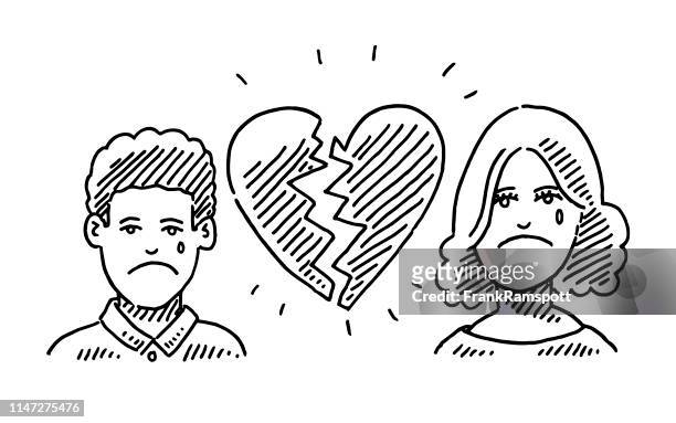 partnership separation concept drawing - divorce stock illustrations