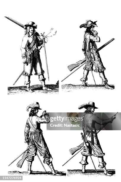louis xiv infantry - action man stock illustrations
