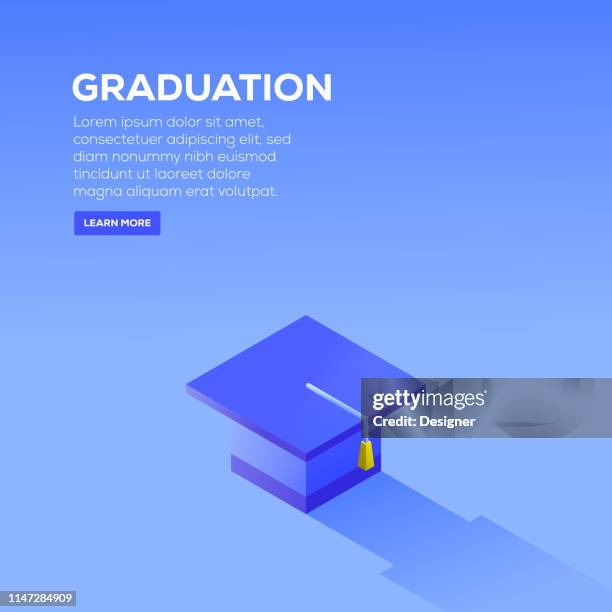 graduation isometric design - graduation gown vector stock illustrations