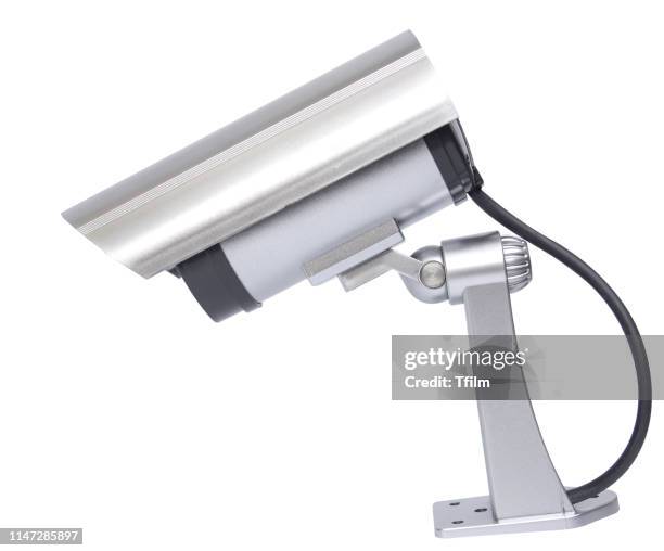 cctv, ip camera on white background, with clipping path - security camera on white stock pictures, royalty-free photos & images