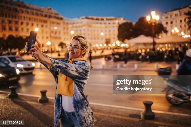 taking selfie - thessalonika stock pictures, royalty-free photos & images