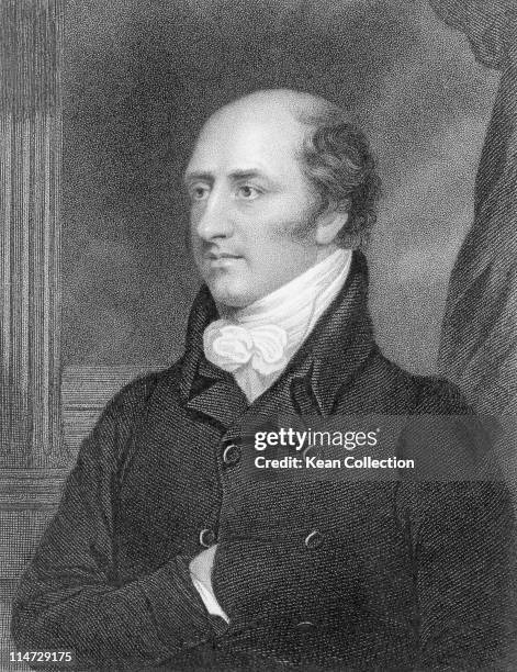 Engraving depicting George Canning , British statesman and politician who served as Foreign Secretary, Chancellor of the Exchequer and Prime...