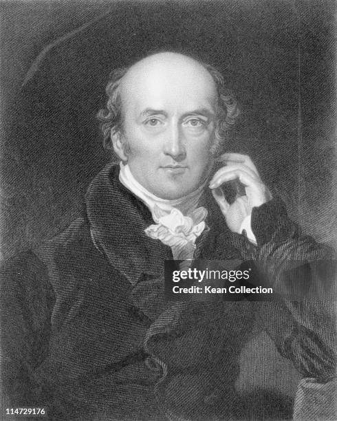 Engraving depicting George Canning , British statesman and politician who served as Foreign Secretary, Chancellor of the Exchequer and Prime...