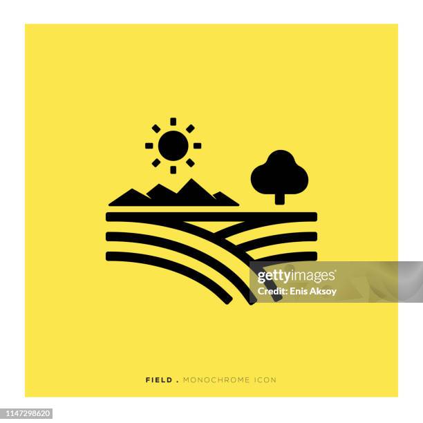 field monochrome icon - horizon icon stock illustrations