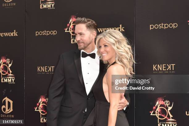 Wes Ramsey and Laura Wright attends the 46th annual Daytime Emmy Awards at Pasadena Civic Center on May 05, 2019 in Pasadena, California.