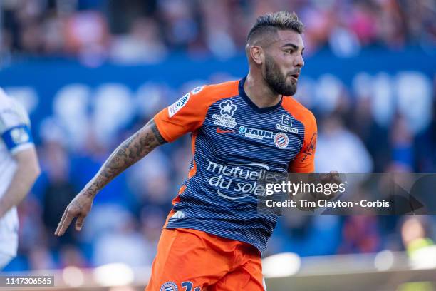 May 5: Andy Delort of Montpellier celebrates after scoring a goal which was ruled out by VAR during the Montpellier Vs SC Amiens, French Ligue 1...