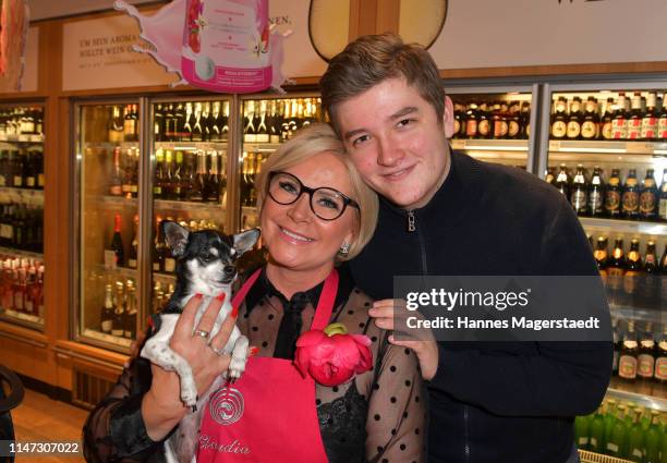 Claudia Effenberg and her son Thomas Strunz attend the "Regulat Beauty Muttertags Lunch" at Eataly on May 06, 2019 in Munich, Germany.