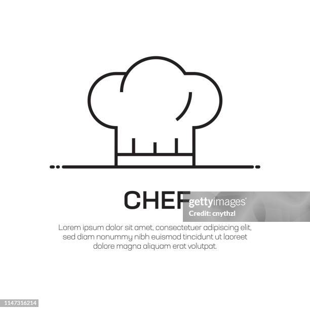 illustrations, cliparts, dessins animés et icônes de icône de ligne de vecteur de chef-icône simple de ligne mince, élément de conception de qualité premium - toque de cuisinier