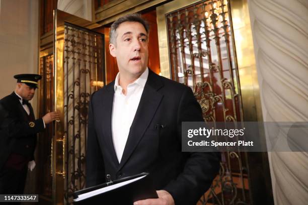 Michael Cohen, the former personal attorney to President Donald Trump, prepares to speak to the media before departing his Manhattan apartment for...