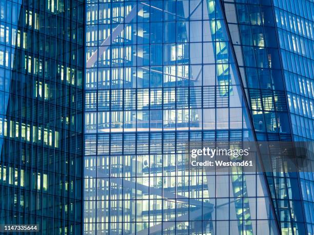 germany, hesse, frankfurt, european central bank, detail of glass facade - central bank stock pictures, royalty-free photos & images