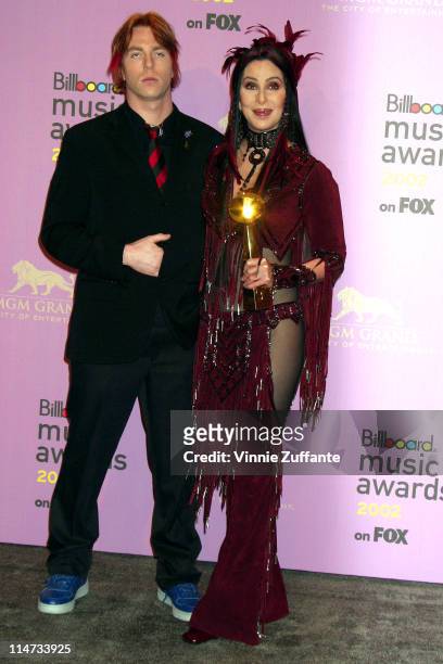 Cher and son Elijah Blue in the press room at the 2002 Billboard Music Awards at the MGM Grand Arena in Las Vegas 12/09/02