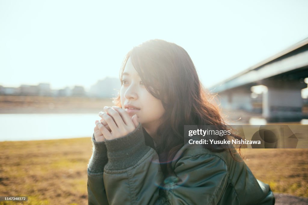 Girl looking at a distance