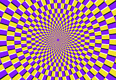 Optical spiral illusion. Magic psychedelic pattern, swirl illusions and hypnotic abstract background vector illustration
