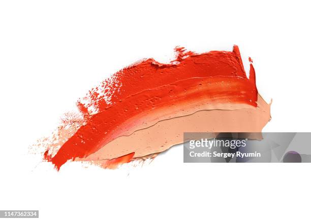 red and pink paint strokes on a white background. - acryl stock-fotos und bilder