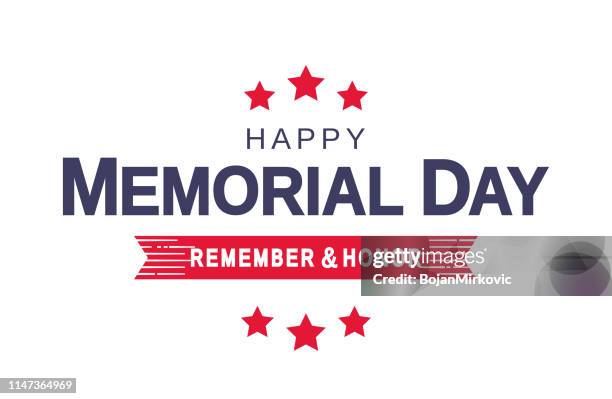 memorial day card, white background. remember and honor. vector illustration. - happy memorial day stock illustrations