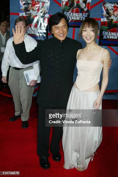 Jackie Chan and Fann Wong attending the premiere of Shanghai Knights at the El Capitan Theatre in Hollywood 02/03/03
