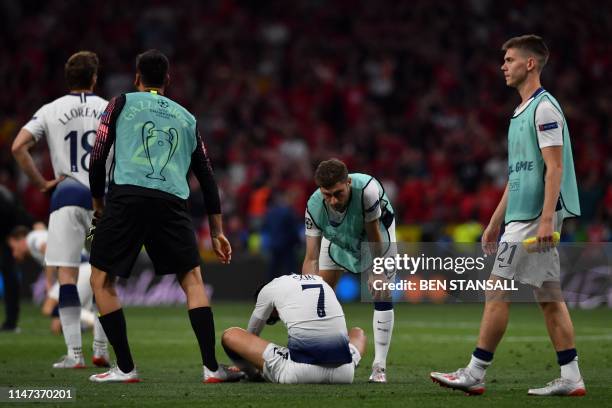 Tottenham Hotspur's Spanish striker Fernando Llorente, Tottenham Hotspur's South Korean striker Son Heung-Min, Tottenham Hotspur's Danish midfielder...