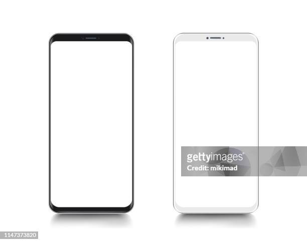 smartphone. mobile phone template. telephone. realistic vector illustration of digital devices - plain background stock illustrations