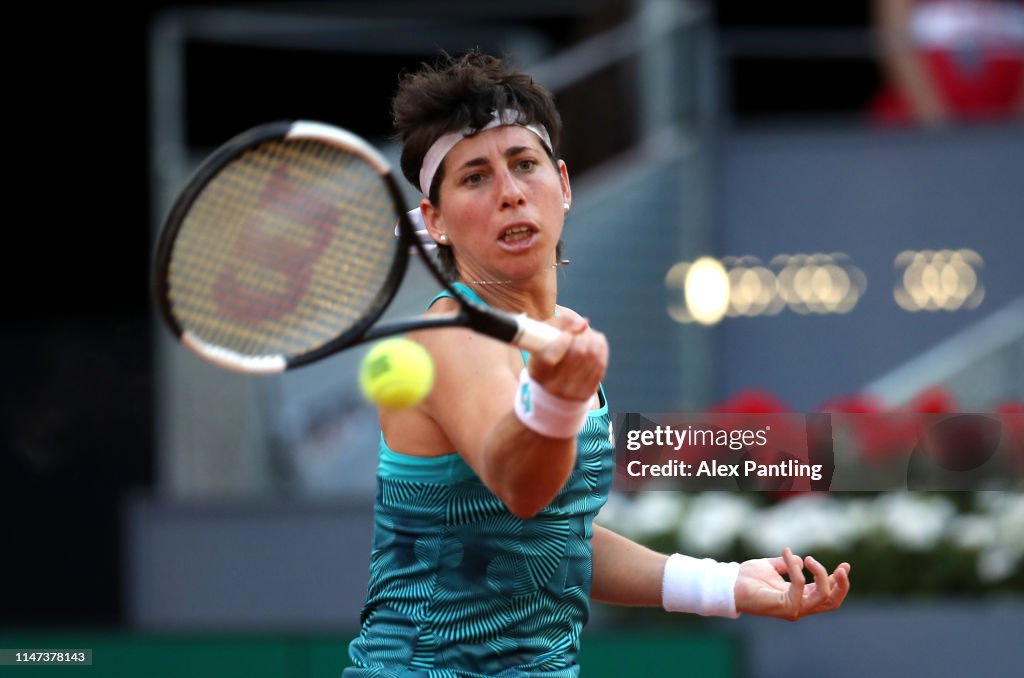 Carla Suarez Navarro of Spain in her match against Viktoria Kuzmova