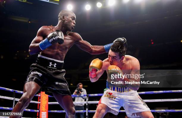 United States - 1 June 2019; Souleymane Cissokho, left, and Vladimir Hernandez during their super welterweight bout at Madison Square Garden in New...