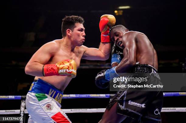 United States - 1 June 2019; Vladimir Hernandez, left, and Souleymane Cissokho during their super welterweight bout at Madison Square Garden in New...