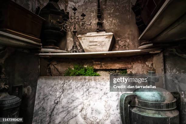inside crypt, la recoleta, buenos aires - urn stock pictures, royalty-free photos & images
