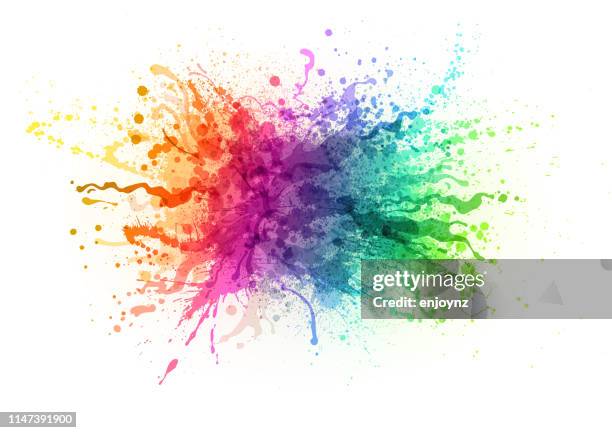 stockillustraties, clipart, cartoons en iconen met rainbow paint splash - spatten beschrijvende begrippen