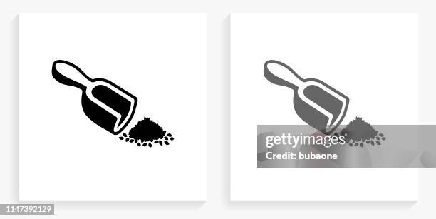 ilustraciones, imágenes clip art, dibujos animados e iconos de stock de medidas de té icono cuadrado blanco y negro - cuchara-de-helado