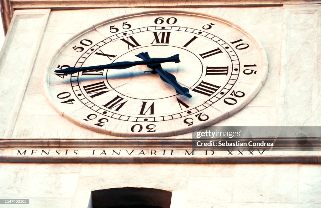 Tower bell clock close up in Padova,Veneto,Italy