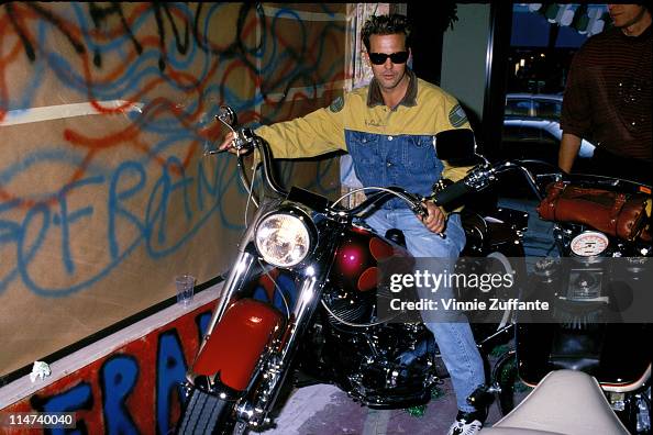 Mickey Rourke Rb Racing Mickey Rourke on his Harley in Los Angeles 1988 News Photo - Getty Images