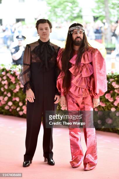 Harry Styles and Alessandro Michele attend The 2019 Met Gala Celebrating Camp: Notes on Fashion at Metropolitan Museum of Art on May 06, 2019 in New...