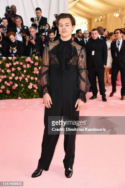 Harry Styles attends The 2019 Met Gala Celebrating Camp: Notes on Fashion at Metropolitan Museum of Art on May 06, 2019 in New York City.