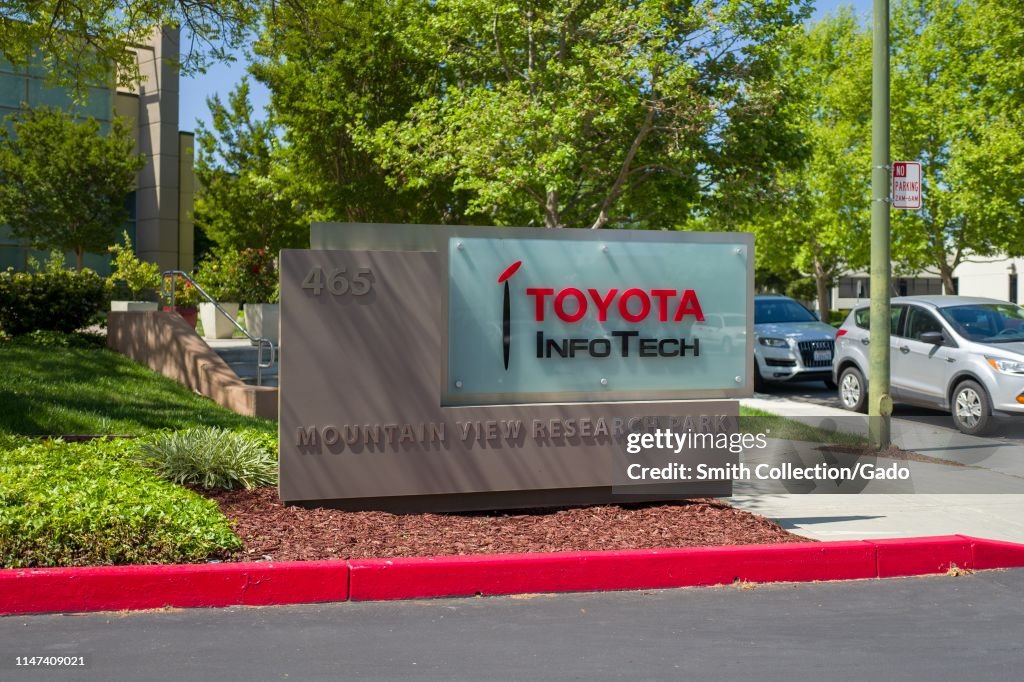 Sign Infotech Sign at entrance to Toyota Infotech, a technology research division ...