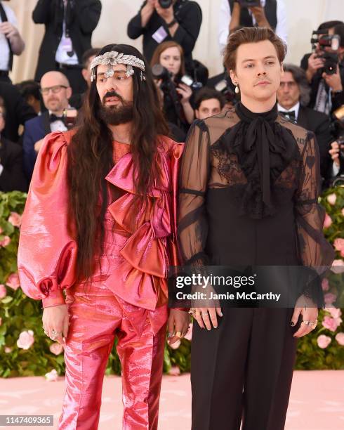 Alessandro Michele and Harry Styles attend The 2019 Met Gala Celebrating Camp: Notes on Fashion at Metropolitan Museum of Art on May 06, 2019 in New...